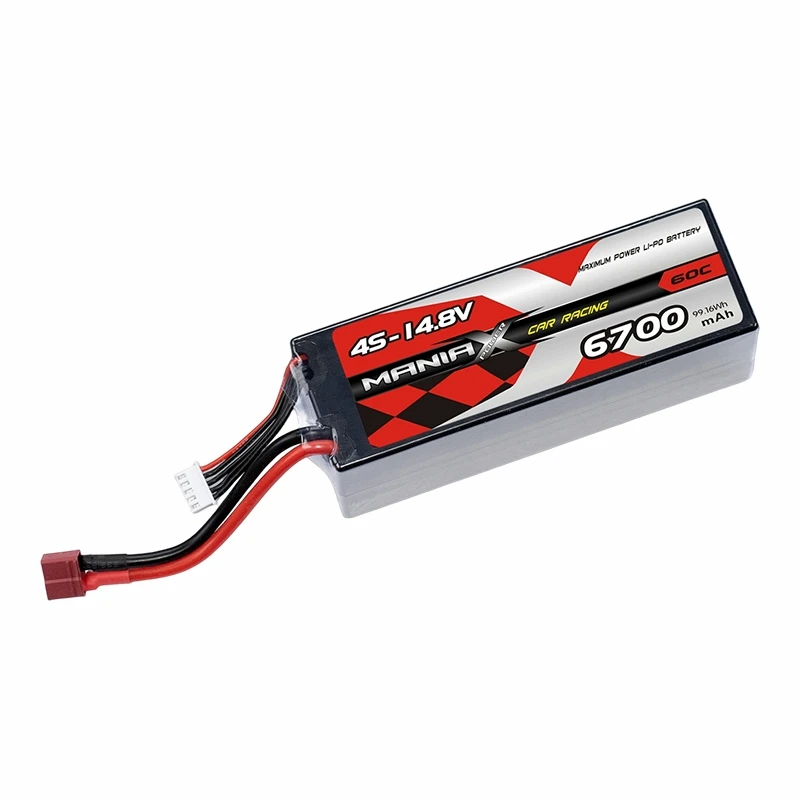 4S-14.8V 6700mAh 60C Ceallraí Gluaisteán Rásaíochta Crua-Chás